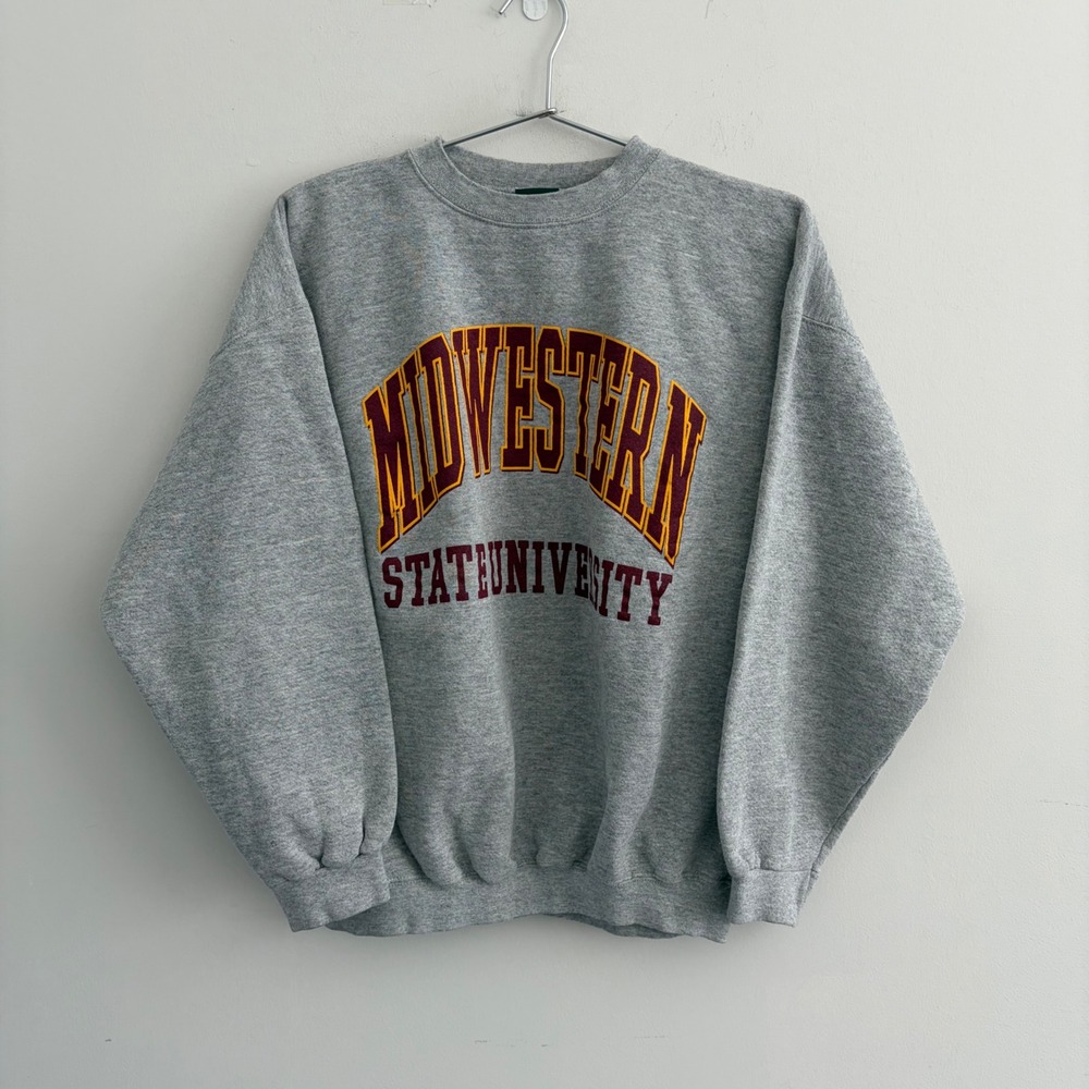 MV Sport Midwestern State University Gray Crewneck Sweatshirt Large Made In USA